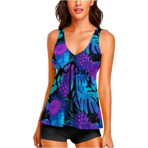 Smicabe Tankini Swimsuits for Women 2 Piece Modest Blouson Tank Top Bathing Suits with Bikini Bottom