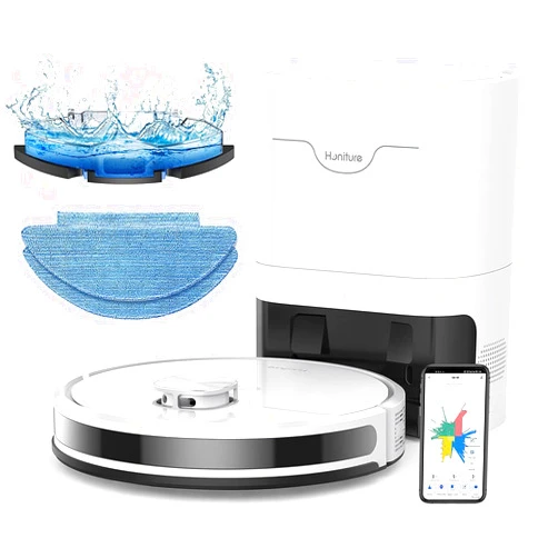HONITURE Robot Vacuum and Mop Combo,Q6 SE Robot Vacuum Cleaner with Self-Emptying,3500pa Max Suction Laser Navigator Robotic Vacuum with Smart Mapping,180 Mins Run-Time,App Control,Ideal for Pet Hair