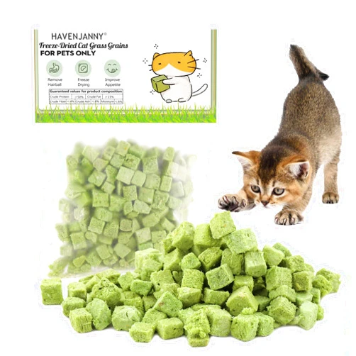 HavenJanny 60g Cat Grass Treats for Cat, Natural Dried Cat Grass Teething Stick Snacks for Cats, Edible Cat Chew Toys for Teeth Cleaning and Hairball Removal