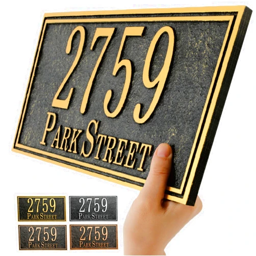 Ayowittu Personalized Address Plaque Sign Cast Metal - Custom House Number Plaque Sign,House Address Numbers for House Address Outside,Store,Yard,Garage,Apartment,Thick Rust-Free,Fade Resistant,Any Font (13''