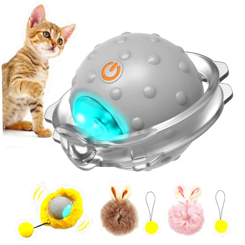 Sofolor Motion Activate Interactive Cat Toys - Automatic Moving Ball Toys for Indoor Cats, Self Rotating Ball with Lights, Electric Cat Mice Toys, USB Rechargeable, Auto On/Off