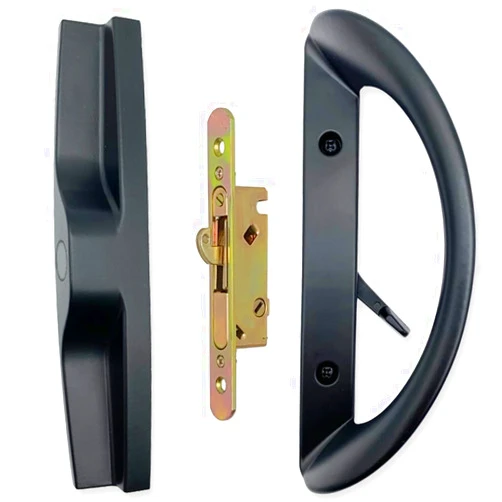 HaHeHo Patio Sliding Door Handle Set with Mortise Lock, Full Replacement Sliding Door Handle Lock Set Fits Door Thickness from 1-1/2
