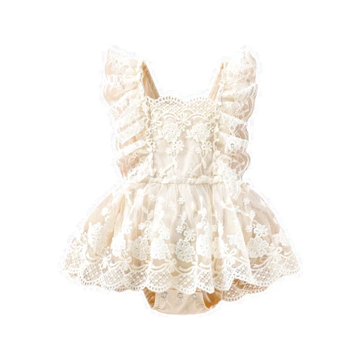 Chloefairy Baby Girl Lace Romper Boho Clothes Newborn Photography Outfits Summer Ruffle Romper Bodysuit Romper Dress