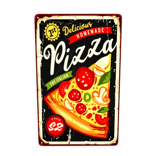 Cayiibe Pizza Vintage Metal Tin Sign Retro Rustproof Funny Art Wall Decor Gift 8x19 Inch
