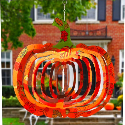 Aedida Fall Wind Spinner Pumpkin Thanksgiving 3D Stainless Steel Wind Spinner Kinetic Hanging Wind Spinners Fall Hanging Decor Thanksgiving Fall Outdoor Decorations for Yard Patio Garden Tree Home