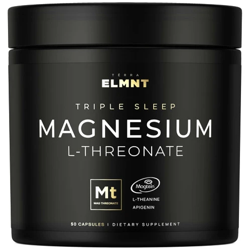 TERRA ELMNT ELMNT Triple Sleep Magnesium Threonate w. Apigenin, Theanine & Magtein Magnesium L-Threonate - Highest Absorption Magnesium Supplement Capsules Natural Sleep Aid for Deep Sleep Calm & Stress Relief