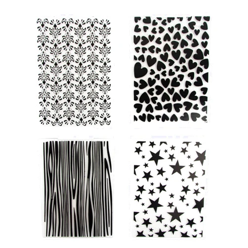 AUEAR, 4 Pack Patterns Flower Embossing Folder Plastic Templates Molds Tools for DIY Craft Scrapbooking Photo Album Card Decoration