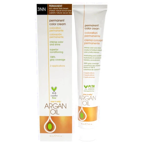 One 'n only One N' Only Permanent Hair Color - Permanent Hair Dye Made with Argan Oil - Delivers Rich, Accurate Tones with Gray Coverage - Improves Moisture & Elasticity - 3NN Rich Natural Dark Brown (3 oz)