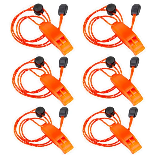 Hariendny 6Pcs Emergency Whistles with Lanyard, Survival Whistles Loud Safety Whistle, Marine Whistle with Adjustable Reflective Lanyard, Super Loud Floating Whistles for Emergency