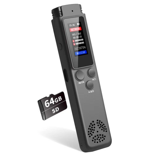 ASINNO 64GB Digital Voice Recorder Voice Activated Recorder for Lectures Meetings, Audio Recorder with Playback, Password, Variable Speed, Tape Recorder USB Charge, MP3