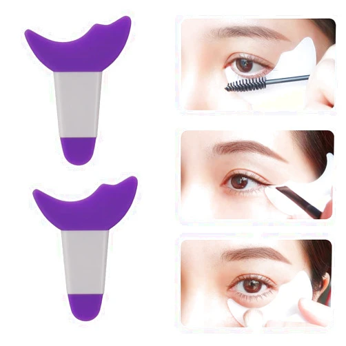 LORMAY 2 Pcs Mascara and Eye Shadow Guard Shield, Auxiliary Multifuntion Tool Pad for Eyelash and Cat Eyes Makeup (Purple)