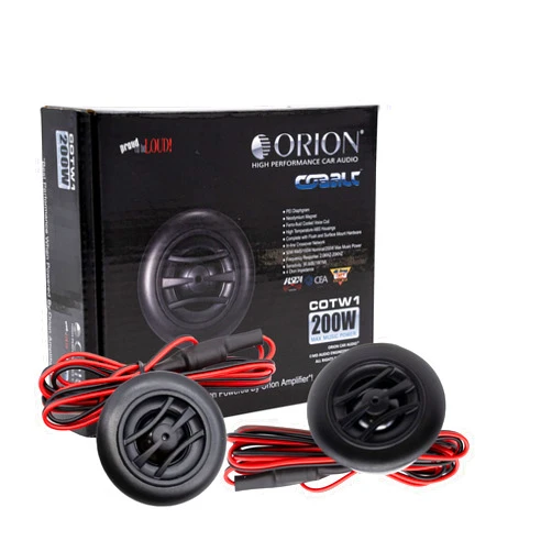Orion Cobalt Series COTW1-1” Neodymium Silk Dome Tweeters | Silk Diaphragm, Surface/Flush Mount, 50W RMS, 200W Max, Built-in Crossover - Car Audio Tweeters (Pair)