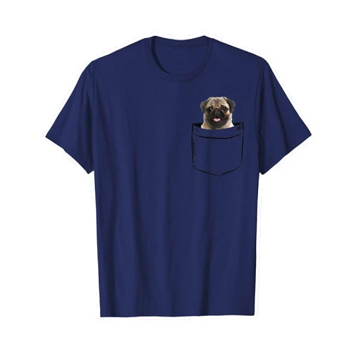 KNG-Art Puggy Puppy Pet Ever Costumes Pocket Baby Pug Dog Love-r Dad Mom, Boy Girl Funny T-Shirt