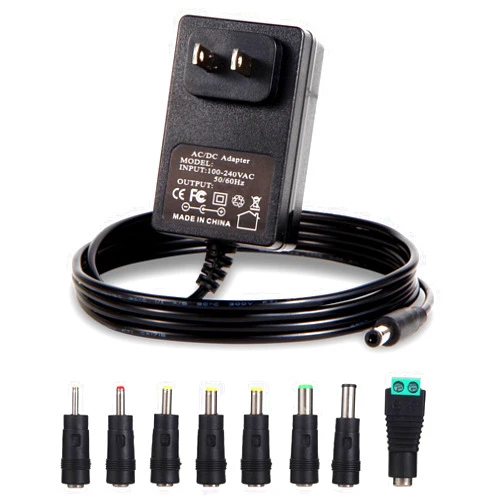 FSQWUR 6V Power Supply AC Adapter DC 6Volt Power Adapter Charger DC in 6V Power Cord with 8 Interchangeable DC Plug for 100mA 300mA 400mA 500mA 600mA 700mA 800mA 900mA 1000mA 1500mA 2000mA Equipment