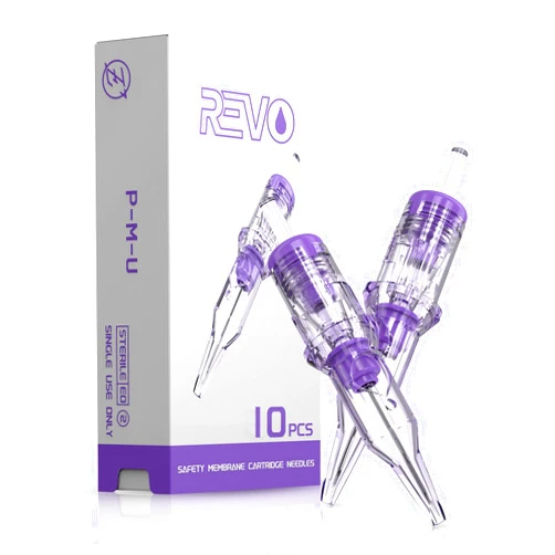 INKin Tattoo Cartridge Needles 3RL 0.25mm Round Liner Long Taper with Redefine Percision Safety Membrane 10Pcs for Tattooing SMP and Permanent Makeup Supplies Microshading Hair Scalp (Revo P0803RL)