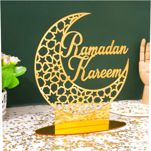 COLOFALLA Ramadan Table Decorations Table Centerpieces Ramadan Table Sign Gold Acrylic Ramadan Kareem Decorations for Home (Golden)