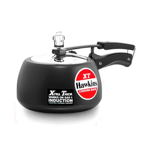 FUTURA Hawkins Contura Hard Anodized Induction Compatible Extra Thick Base Pressure Cooker, Black, 3L