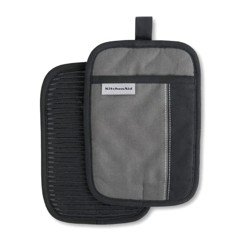 KitchenAid Beacon Two-Tone Non-Slip Pot Holder Set, Contour Silver/Onyx Black, 7