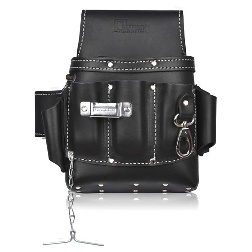 TRUTUCH Black Grain Leather Electrician's Tool Pouch | 10 Pockets | Carpenter Electric Tool Pouch/Belt | Electrician Pouch for Men | Contractor's Tool Pouch | Electrician Tool Bag