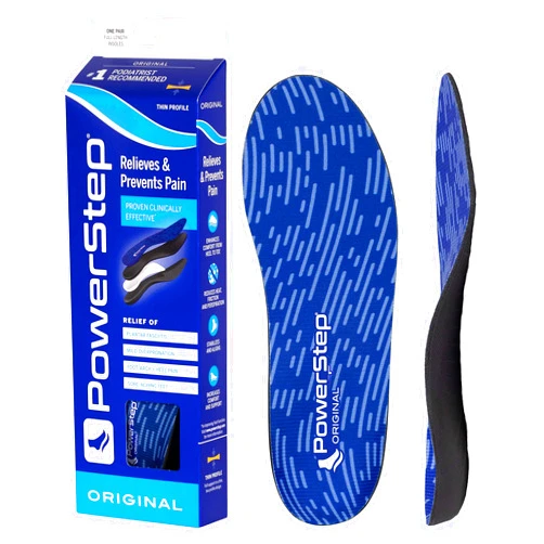 PowerStep Original Insoles - Arch Pain Relief Orthotics for Tight Shoes - Foot Support for Plantar Fasciitis, Mild Pronation, Foot & Arch Pain - Shoe Inserts for All, Made in USA (M 8-8.5, F 10-10.5)