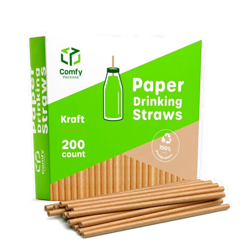 Comfy Package [200 Pack] Kraft Paper Straws, 100% Biodegradable & Ink-free, Straws for drinking and Crafts - Kraft