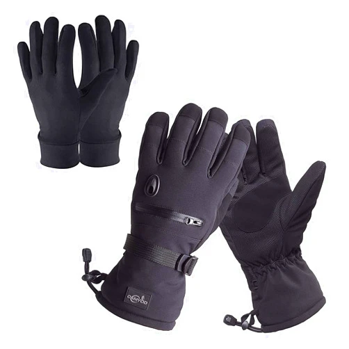CAMYOD Waterproof Ski Snowboard Gloves with 3M Thinsulate,Zipper Pocket, Air Vent, Cold Weather Gloves for Men