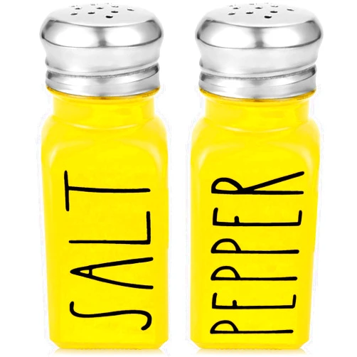 Brighter Barns Yellow Salt and Pepper Shakers Set by Brighter Barns - Yellow Kitchen Decor & Yellow Kitchen Accessories - Cute Glass Shakers - Yellow Decor for Home Restaurants Wedding & Stainless Steel Lid (Yellow)