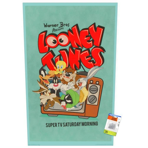 Trends International Looney Tunes - Group - Super TV Saturday Morning Wall Poster with Push Pins