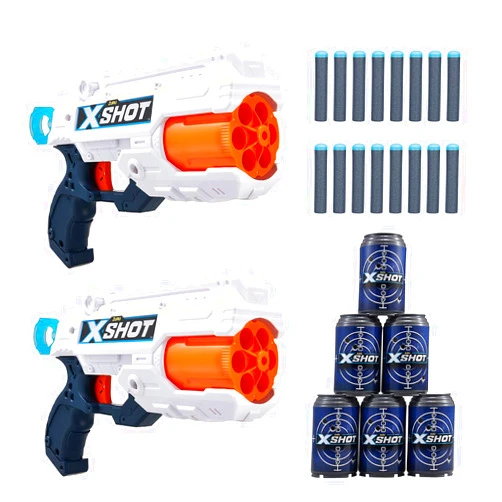 XShot Excel Double Reflex 6 Foam Dart Blaster Combo Pack (16 Darts 6 Cans) by Zuru, Multicolor (36404)