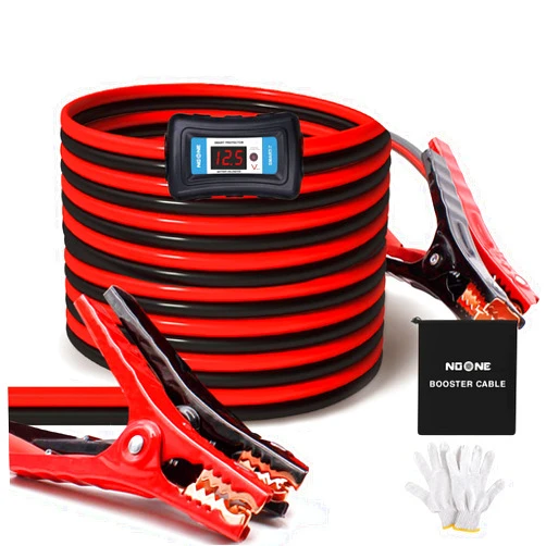 NOONE 2 Gauge Jumper Cable Heavy Duty Car Battery Clamps, for Jump Starting Dead or Weak Batteries Booster Cables with S7 Reverse Polarity Protection and Carry (2 Gauge 20 Feet)