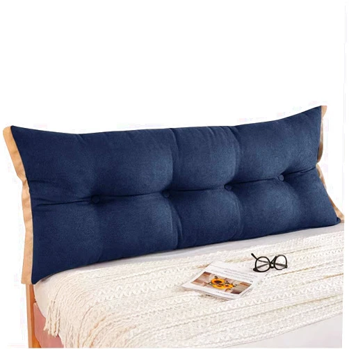 Gujuja Large Headboard Wedge Pillow Long Bolster Pillow for Bed Reading Pillows for Sitting in Bed Adult Daybed Pillows Backrest Headboard Cushion, Dark Blue