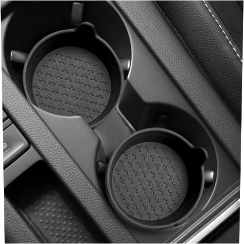 Banseko 4 Packs Silicone Car Cup Holder Coasters,Car Coasters for Cup Holders,Universal Removabl Vehicle Cup Holder Coasters for Most Cars, Trucks (Black)