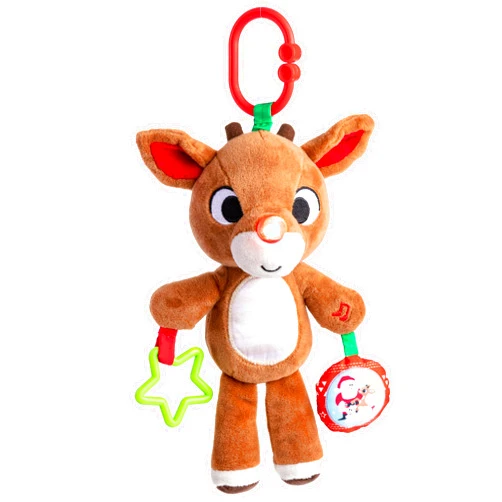 KIDS PREFERRED Rudolph The Red-Nosed Reindeer On The Go Teether Developmental Activity Toy, 12 inches , Brown