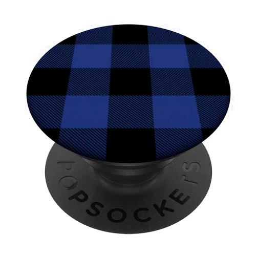 Patterns By M.Kokolo Blue & Black Buffalo Plaid Rustic Christmas Flannel Pattern PopSockets Swappable PopGrip
