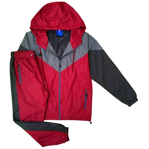 Royal Threads Canada Men’s Colorful Hooded Windbreaker Sweatsuit Meshed Lined Nylon Water Repellent GYM Outfit