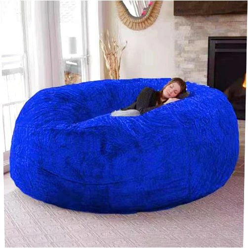 Handläufe 5/6/7ft Giant Fur Bean Bag Chair for Adult (No Filler) Lazy Sofa Bed Cover Living Room Furniture Soft Washable Micro-Fiber Adult Beanbag Chair Outside Cover