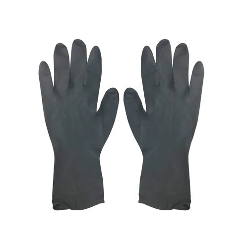 Colortrak Premium Grip Reusable Gloves, 4 Pairs (8 Gloves Total), Powder Free Latex, Durable and Chemical Resistant, Textured for Better Grip, Extra Long Cuff, Washable, Black, Small