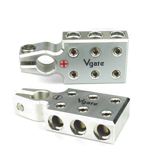 Vgate 6x1/0 Gauge AWG Lead-Acid Battery Terminals Clamp - Positive and Negative (+/-)(Pair) for Tapered Top Post