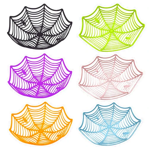HEKEDES 6 Pcs Halloween Candy Bowl Set, Spider Web Halloween Candy Basket Halloween Tableware Decorations for Table Desk Haunted House Trick Or Treat Party Supplies Favors