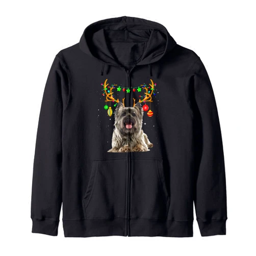 Cool Cute Cairn Terrier Reindeer Apparel Awesome Cairn Terrier Reindeer Funny Christmas Dog Gift For Xmas Zip Hoodie