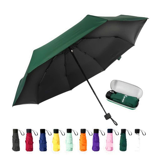 GAOYAING Mini Travel Umbrella Sun&Rain Lightweight Small and Compact Suit for Pocket Parasol with 99% UV Protection for Women Men Kids With Case Forest Green