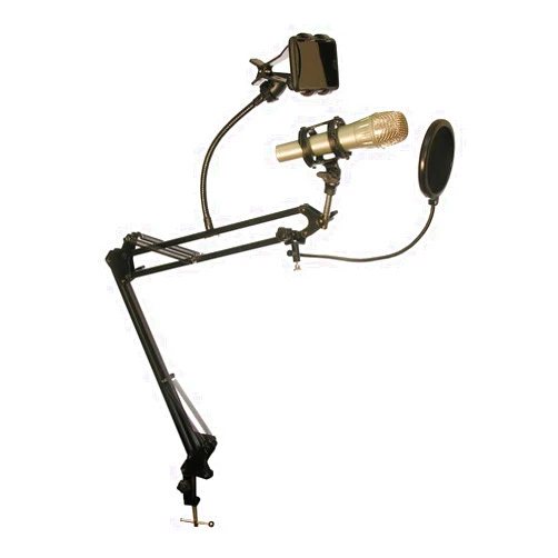 Beszin Deskmount Microphone Stand with Rotating Phone Holder & Pop-Filter MDS-28