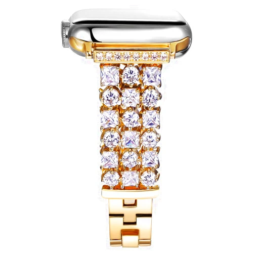 Handygear Band Compatible with Apple Watch, Handmade Classy Bling Crystal Rhinestone Diamonds Bracelet Strap Replacement Bands iWatch Series 1 Series 2 Series 3 Series 4 (42mm/44mm BD Gold)