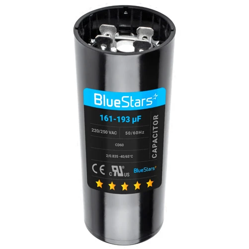BlueStars Upgraded Version 161-193 uf MFD 50/60 Hz 220-250 VAC Volts Round Start Capacitor - Universal Fit for Air Conditioners - Pack of 1