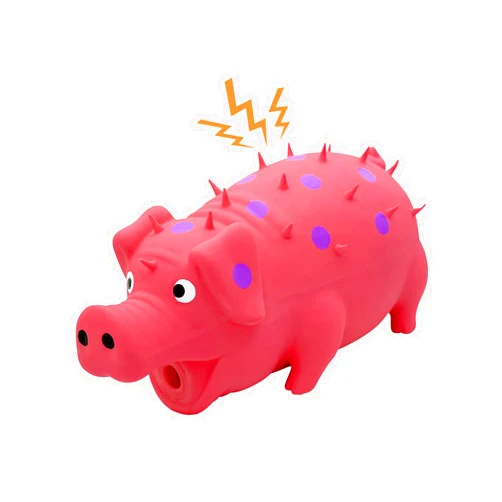 Andiker Dog Squeaky Toy, Dots Latex Dog Chew Toys with a Oinks Sound Squeaker Grunting Pig Dog Toy Durable Self Play 8