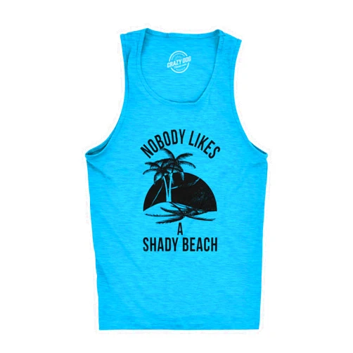 Crazy Dog T-Shirts Mens Shady Beach Funny Cool Tees Sleeveless Gym Workout Novelty Fitness Tanktop