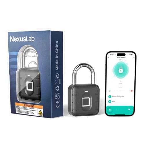 NexusLab Smart Fingerprint Padlock, Locker Lock, Gym Lock with TUYA App Control, IP67 Waterproof, 10 Fingerprints, Stainless Steel Shackle for School Locker, Fence, Gym Locker & Outdoor Gatres
