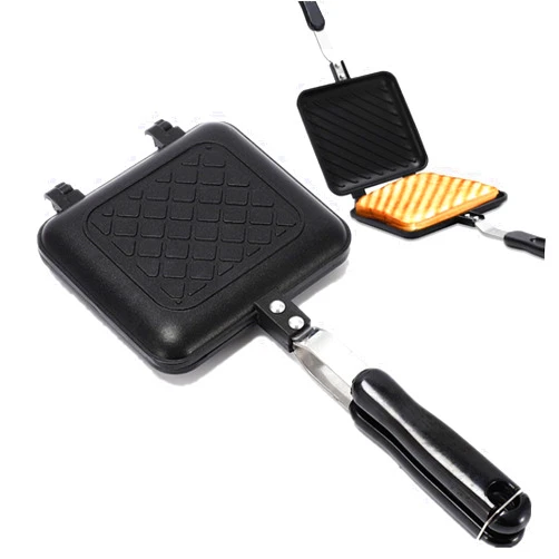 HningBuyox Sandwich Maker, Grilled Panini Maker Pan with Non-Stick Plates, Stovetop Toasted Sandwich Maker Press, Double Sided Aluminum Flip Cheese Maker Frying Pan for Home Kitchen Breakfast Camping