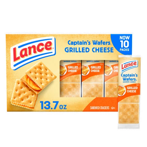 Lance Sandwich Crackers, Captain's Wafer Grilled Cheese, 10 Individual Packs, 6 Sandwiches Each