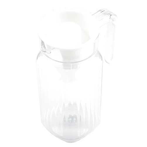 Walfront Acrylic Pitcher Transparent Plastic Juices Bottle Cold Water Bottle Small Beverage Dispenser Ribbed Striped Pitcher with Lid for Home (500ML)